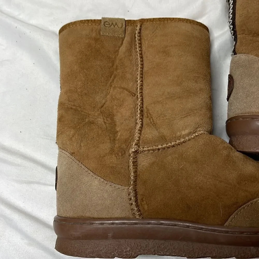 Emu Braided Tan Short Boots. Size Women 8/Men 7.